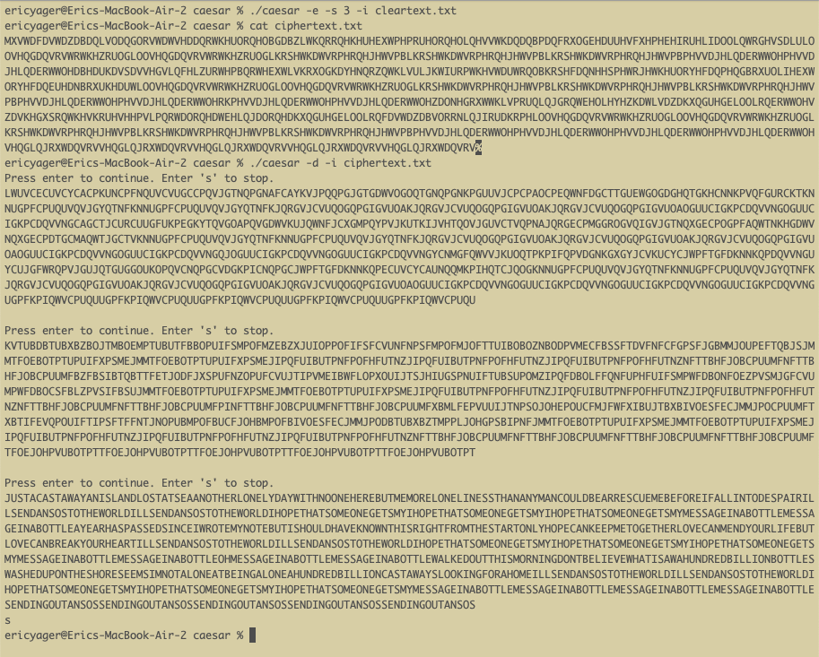 Decrypting with a caesar cipher.